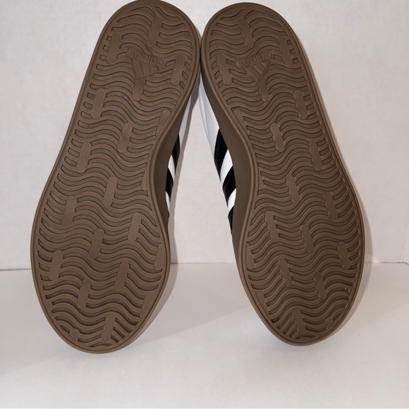 Adidas VL Court Low Top Women’s White and Black Leather Sneakers with Brown Sole - Picture 7 of 14